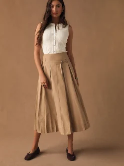 Next écru - Haut sans manches côtelé boutonné Best