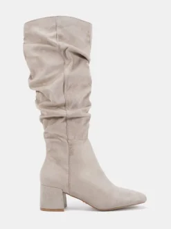 Novo Écru - Bottes au genou froncées à talon carré geri Online