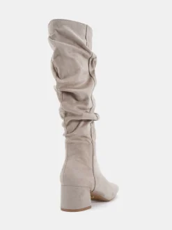 Novo Écru - Bottes au genou froncées à talon carré geri Online