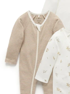 Purebaby - Paquet de combinaisons de nuit zippées 4 Écru Online