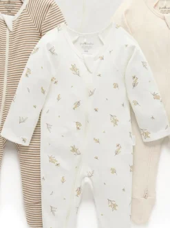 Purebaby - Paquet de combinaisons de nuit zippées 4 Écru Online