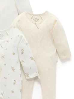 Purebaby - Paquet de combinaisons de nuit zippées 4 Écru Online
