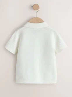 Next écru - Polo en maille à manches courtes et col Revere (3mois7ans) Discount