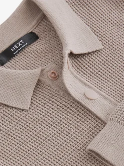 Next - Polo texturé à manches longues (3-16ans) Écru Outlet