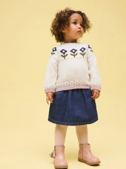 Next écru - Pull en maille à fleurs (3mois-7ans) New