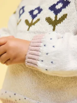 Next écru - Pull en maille à fleurs (3mois-7ans) New