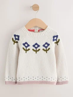 Next écru - Pull en maille à fleurs (3mois-7ans) New