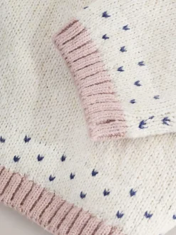 Next écru - Pull en maille à fleurs (3mois-7ans) New