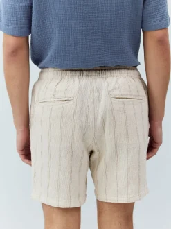 Next écru - Short texturé à rayures et taille élastique Online