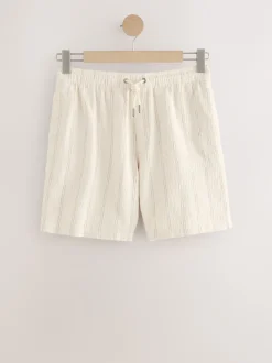 Next écru - Short texturé à rayures et taille élastique Online