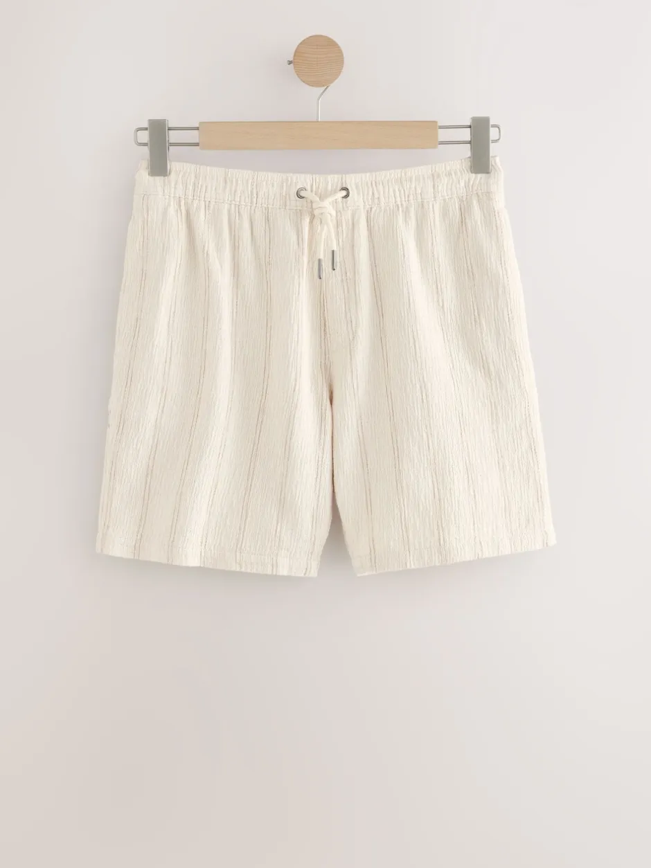 Next écru - Short texturé à rayures et taille élastique Online