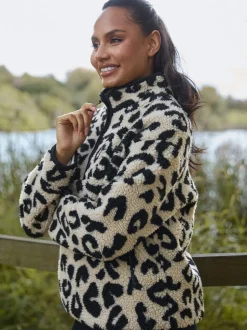 South Beach - Borg Veste Quarter Zip Écru Sale