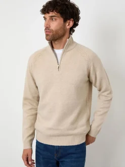 Threadbare Écru - Pull en maille côtelée à manches raglan Sale