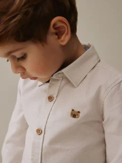Next - Chemise Oxford à manches longues (3mths-7yrs) Écru avec personnage Online