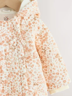 Next Écru Imprimé Fleuri - Combinaison Bébé à capuche Effet froissé tissée (0mois-2ans) Hot