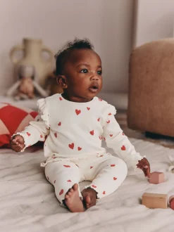 Next Écru motif cœur - Ensemble 2 pièces haut et Leggings bébé (0mois-2ans) Online