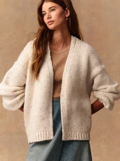 Next - Cardigan en grosse maille doux Écru moucheté Best