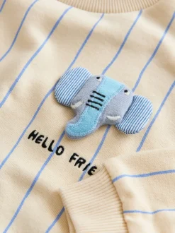 Next - Sweat imprimé All-over Col rond (3mois -7ans) Écru rayé éléphant Hot