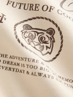 Next - Sweat-shirt en jersey à col rond imprimé au dos (3mois7ans) Écru Safari Club Clearance