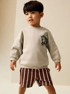 Next Écru Wild Days - Ensemble Sweat-shirt et Shorts à Col rond (3mois-7ans) (3mois-7ans) New