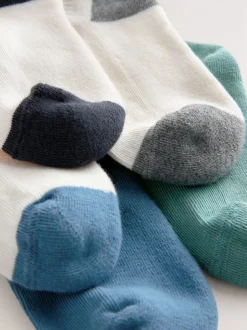 Next - Cushioned Semelle intérieure Cotton Rich Ribbed Tipped Chaussettes 5 Lot Écru/Bleu/Minéral Online