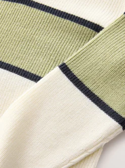 Next Écru/vert - Pull colorblock en maille à col zippé (3-16ans) Sale