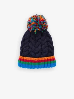 Next Côtes arc-en-ciel bleu marine - Pom Bonnet Chapeaux (3mths-16yrs) Clearance