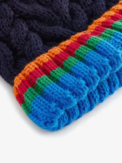 Next Côtes arc-en-ciel bleu marine - Pom Bonnet Chapeaux (3mths-16yrs) Clearance