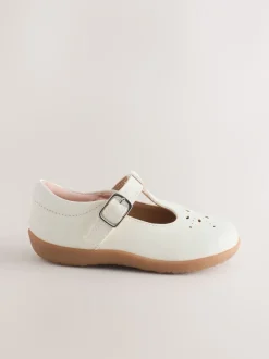 Next Cuir blanc - Chaussures premiers pas avec barre en T à fermeture par contact Outlet