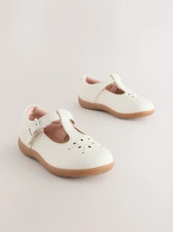 Next Cuir blanc - Chaussures premiers pas avec barre en T à fermeture par contact