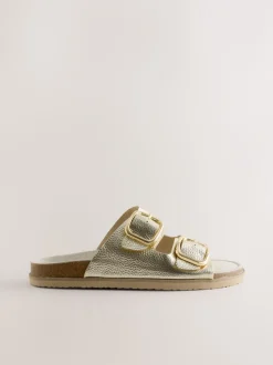 Next Cuir doré - Sandales à double bride avec semelle plantaire Best