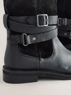 Next Cuir huilé noir - Bottines Forever Comfort® à boucle doublées de peau de mouton Online