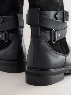 Next Cuir huilé noir - Bottines Forever Comfort® à boucle doublées de peau de mouton Online