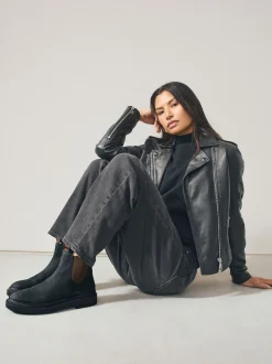 Next Cuir huilé noir - Chelsea Bottes/Bottines Forever Comfort® à bout rond Outlet