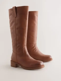 Next Cuir marron fauve - Bottes à enfiler Forever Comfort® hauteur genou Discount