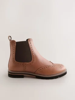 Next Cuir marron fauve - Bottes Chelsea Forever Comfort® à détail Brogue Online