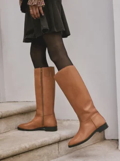 Next Cuir marron fauve - Bottes d’équitation plates Forever Comfort® Online