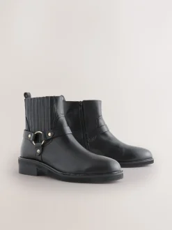 Next Cuir noir - Bottes Forever Comfort® Hardware Harness Chelsea Sale
