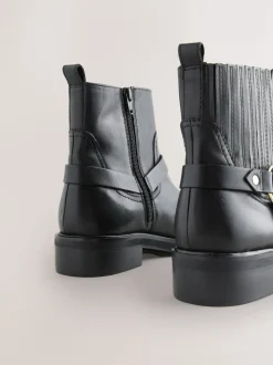 Next Cuir noir - Bottes Forever Comfort® Hardware Harness Chelsea Sale