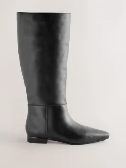 Next Cuir noir - Bottes Forever Comfort® à bout plat et hauteur genou Hot