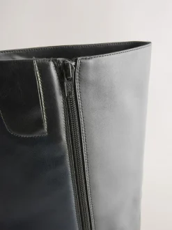 Next Cuir noir - Bottes Forever Comfort® à bout plat et hauteur genou Hot