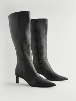 Next Cuir noir - Bottes skinny à talons hauteur genou