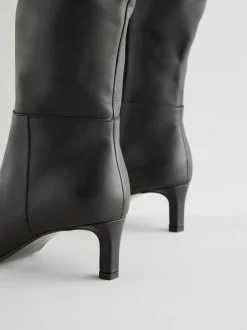 Next Cuir noir - Bottes skinny à talons hauteur genou