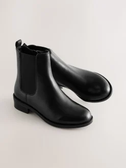 Next Cuir noir - Bottines Chelsea à talon New