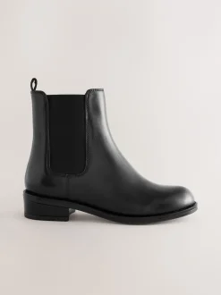 Next Cuir noir - Bottines Chelsea à talon New