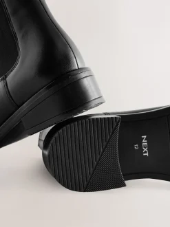 Next Cuir noir - Bottines Chelsea à talon New