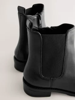 Next Cuir noir - Bottines Chelsea à talon New