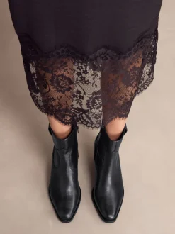 Next Cuir noir - Bottines cowboy à talons carrés Hot