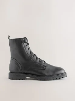 Next Cuir noir - Bottines Forever Comfort à lacets et bout carré New
