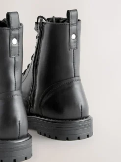 Next Cuir noir - Bottines Forever Comfort à lacets et bout carré New